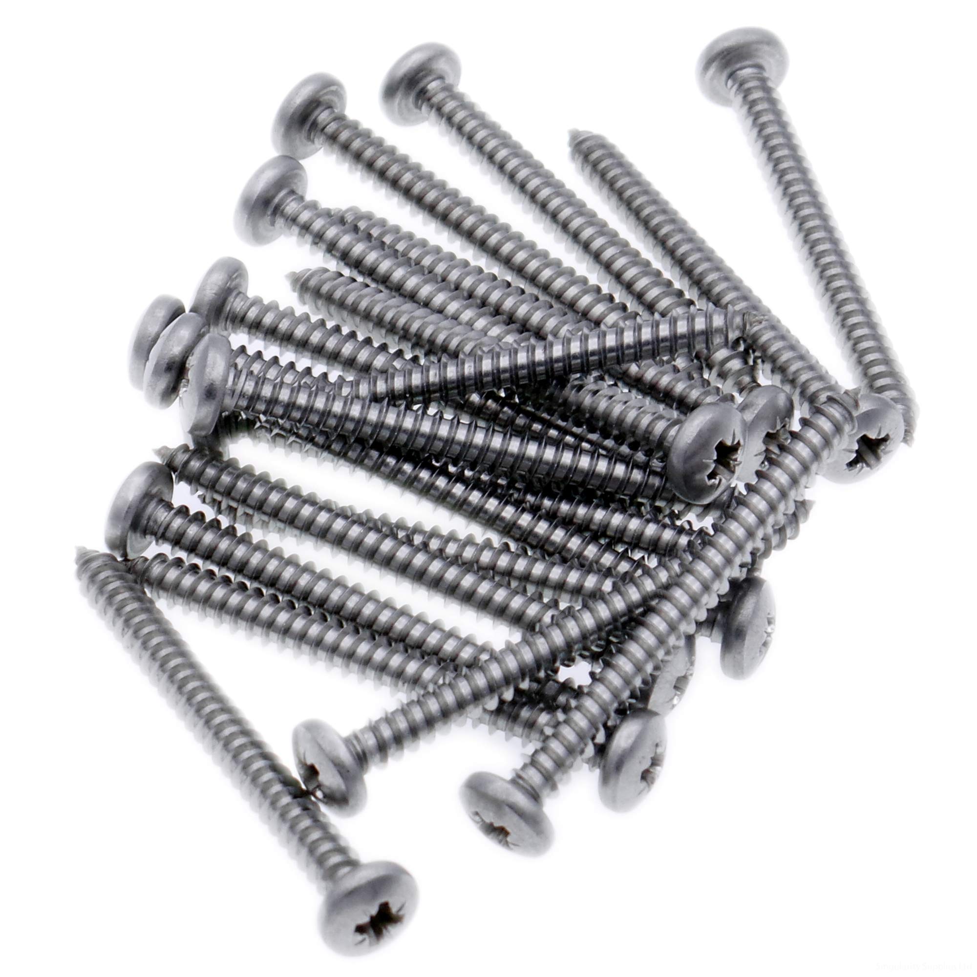 No.7 x 1.25 (3.9mm x 32mm) Pozi Pan Self-Tapping Screw - Stainless Steel (A2) (Pack of 20)