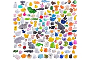 Teenzee 160pcs Mini Resin Animals 160 Styles Variety Tiny Animals Figures Miniature Little Small Animal Figurines Bulk for Micro Fairy Garden Landscape Accessories Hide Crafts Decor Aquarium
