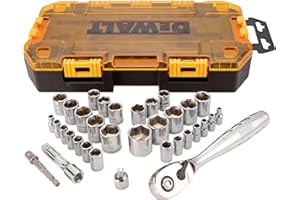 DEWALT Socket Set, 1/4-Inch & 3/8-Inch Drive, SAE/Metric, 34-Piece (DWMT73804)