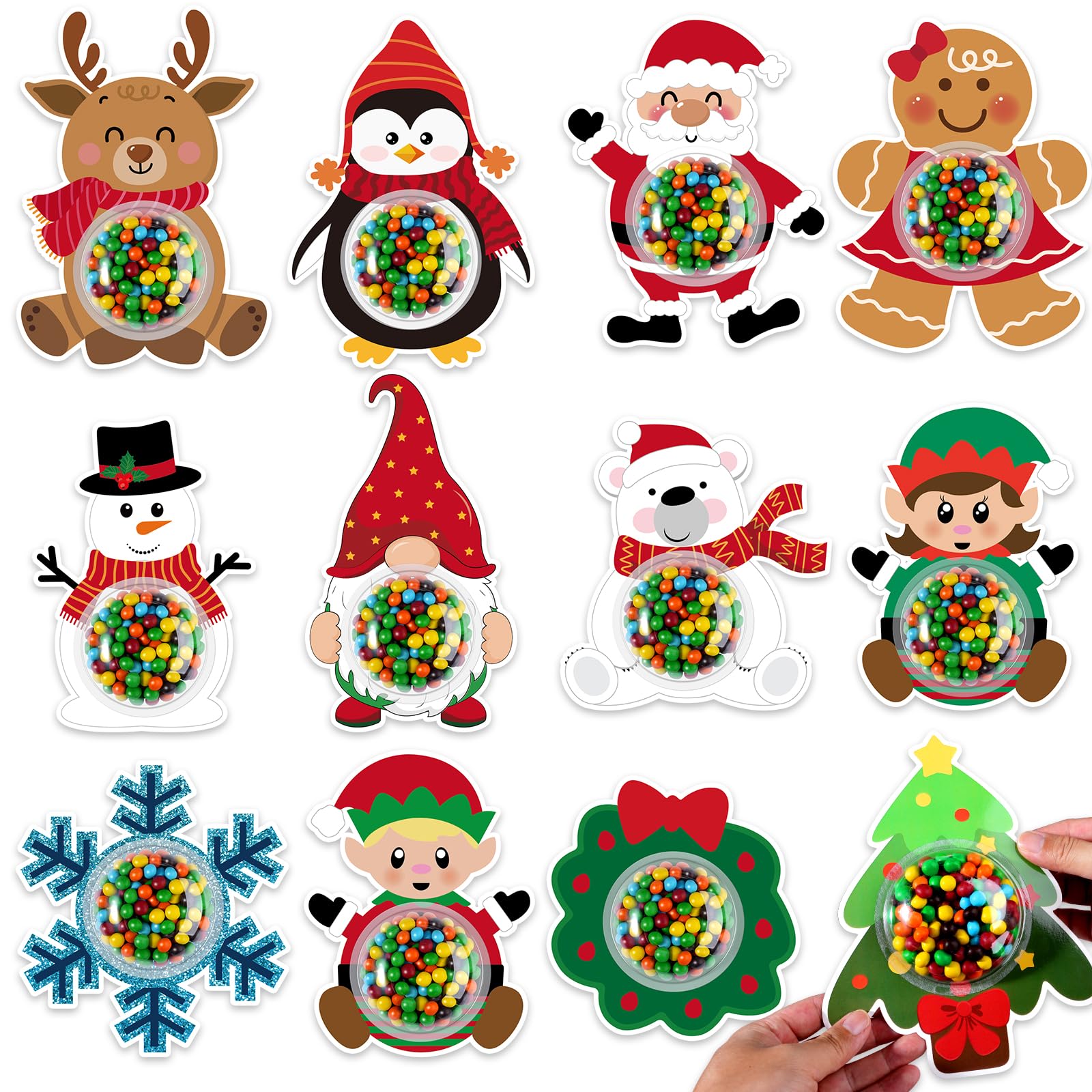Photo 1 of ***MISSING PIECES*** 36Pcs Christmas Candy Dome Holders for Craft Xmas Candy Greeting Cards with Clear Plastic Dome Shaker Santa Claus Snowman Snowflake DIY Gift Box for Christmas Holiday Winter Party Favors Supplies