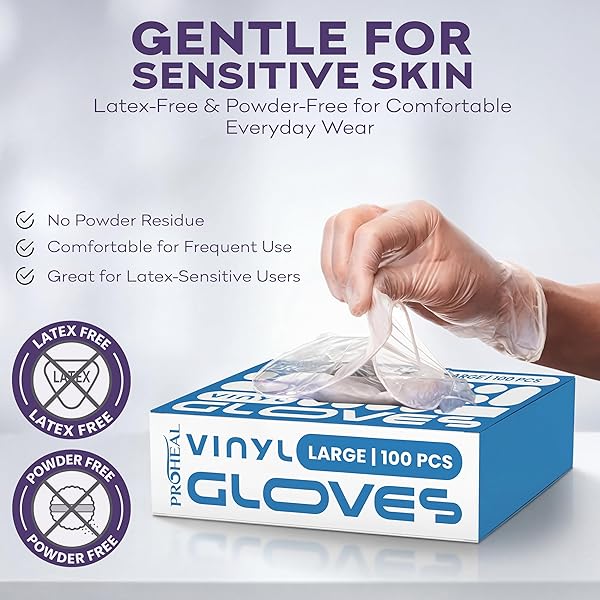 PROHEAL VINYL DISPOSABLE GLOVES LARGE – 1000 COUNT CASE CLEAR FOOD SAFE COOKING AND HOUSEHOLD CLEANING GLOVES – POWDER FREE AND LATEX FREE KITCHEN GLOVE FOR MEAL PREP AND FOOD SERVICE