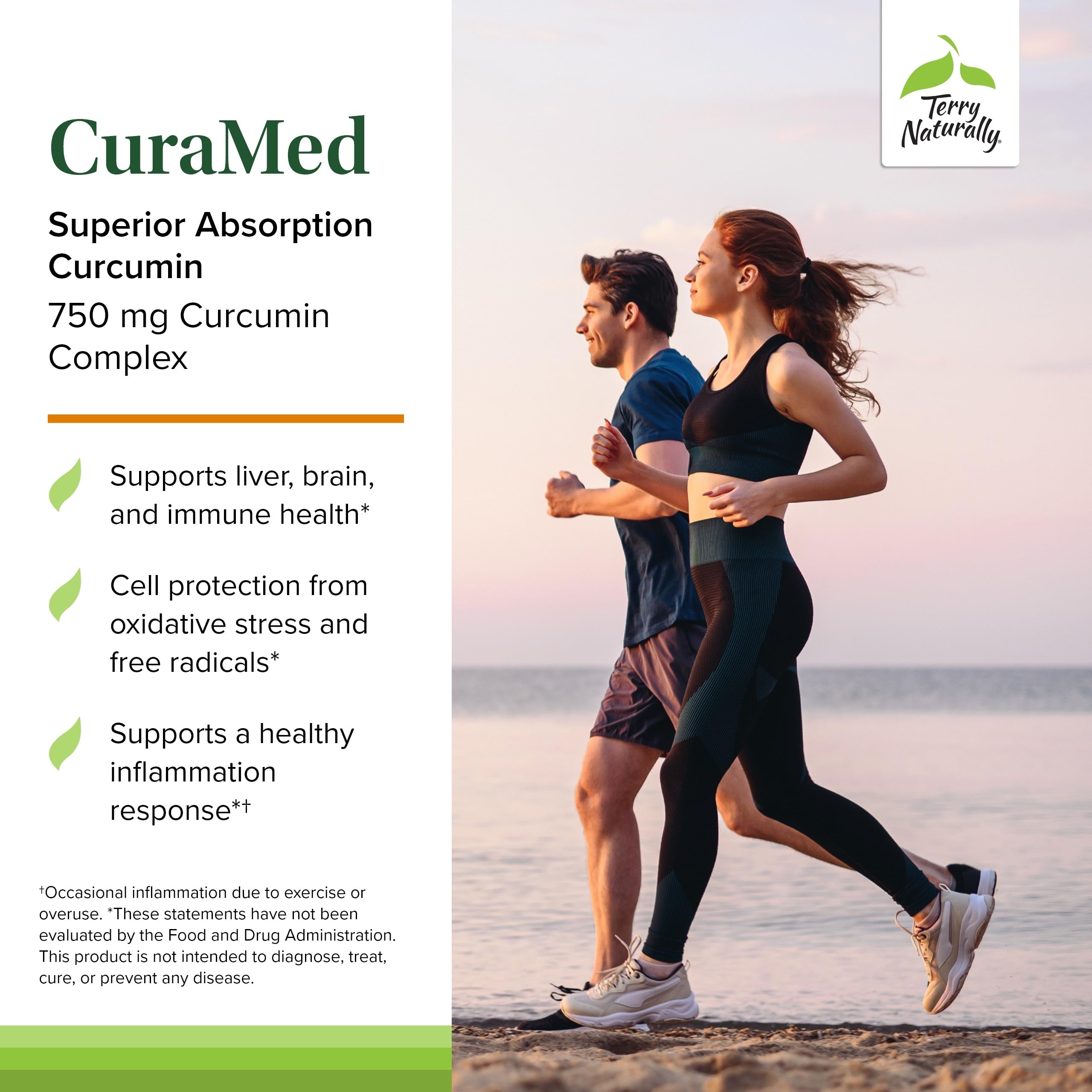 Terry Naturally CuraMed 750 mg - Antioxidant Supplement for Brain & Heart Health Support - Supplement with High-Potency Curcumin Complex - Kidney, Liver & Immune Health Support - 120 Softgels (1 Pack)