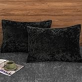 PHF Truly Velvet Pillowcases Standard Size, No Insert, 2 Pack Ultra Soft Breathable Pillow Shams Covers with Envelope Closure, 20" X 26" Luxury Cozy Warm Fuzzy Flannel, Black