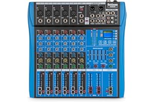 BEKBOES Professional Audio Mixer, 6 Channel, Input 48V Phantom Power Stereo Digital USB Bluetooth MP3 Computer Input, Build-in 16 Effect DSP, for Recording, Live Streaming, Podcasting MG60S