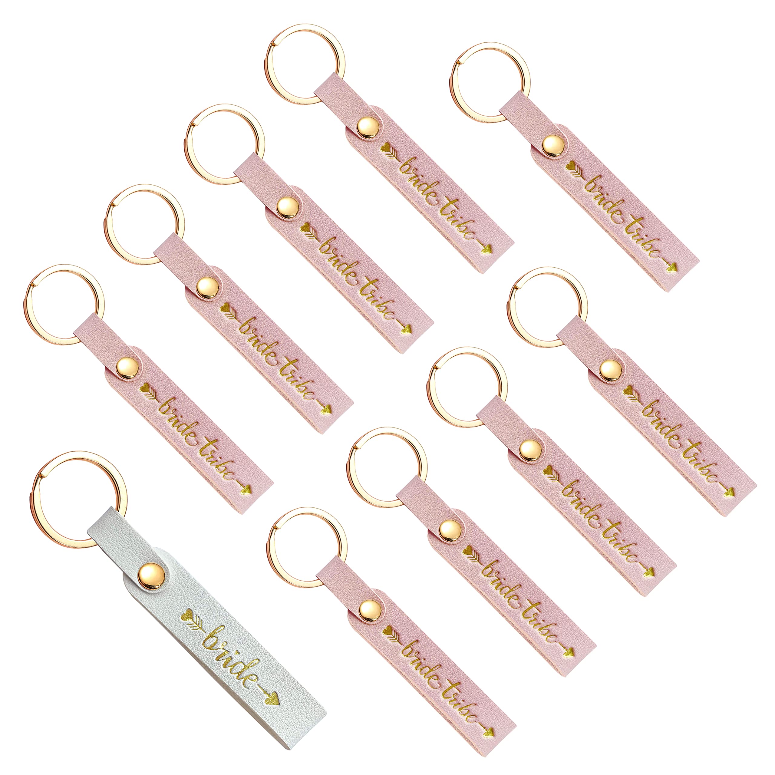 LADY&HOME 10pcs Hen do Party Gifts Keychains Bridesmaid Proposal Gifts Keyring for Bridal Shower(Pink)