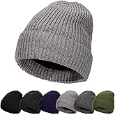 Big Head L/XXL Wool Blend Warm Beanie for Men, Chunky Knit Texture, Warm Stretchable Skull Cap Winter Hats