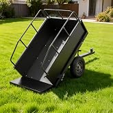 NAICKUC Utility Trailer Garden Yard Tow Behind Dump Cart, Heavy Duty ATV UTV Pull Riding Lawn Mower Tractor Trailer Cart with Big Aggressive Tires, Removable Sides, 1400lbs 17 Cubic Feet