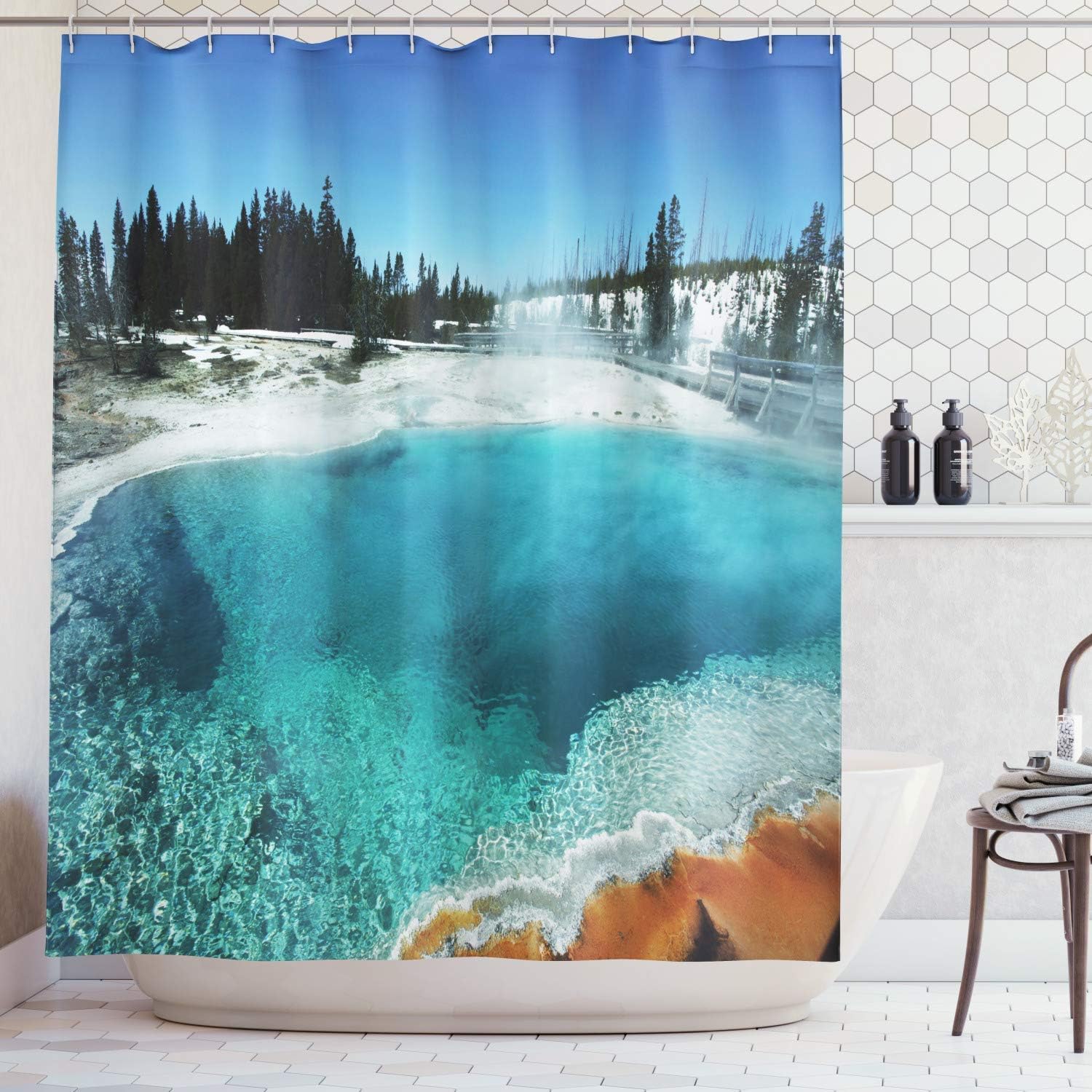 NewThangKa Yellowstone Decor Shower Curtain Set Hot Clear
