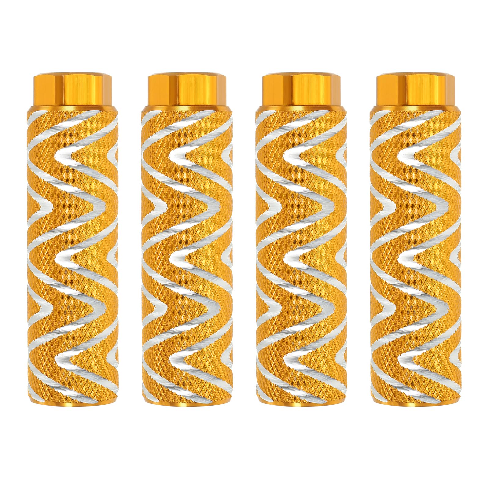 PATIKIL Aluminum Alloy S-Shape Bike Pegs Fit 3/8 inch Axles, 4 Pack Anti-Skid lead Foot Bicycle Pegs Back Seat Stands for BMX Mountain Bike Cycling Rear Stunt Pegs, Yellow