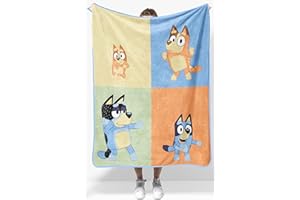 Jay Franco Kids Plush Throw Blanket – Soft & Comfy Throw for Couch or Bed – Cozy Home Décor for Living Room & Bedroom, Multi - Bluey, 40x50 - Travel Blanket