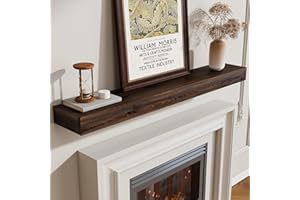 Marsmiles Fireplace Mantel Shelf 48 Inch, Rustic Handcrafted Wood Mantles for Over Fireplace, Farmhouse Wall Mounted Floating Shelves for Living Room Decor & Display, 48W x 3H x 8D, American Walnut