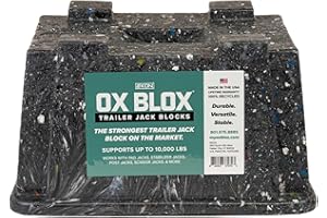 EKON OX BLOX Heavy Duty Trailer Jack Block - Made in USA - 10,000 lbs. Capacity - Super Strong and Durable - 100% Recycled Plastic RV Jack Blocks - Trailers & Camper Essentials