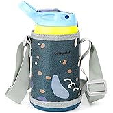 Linkidea Water Bottle Carrier Sling, Compatible with CamelBak, Contigo, YETI Rambler, Kids Bottle Holder, Hard Base, Ocean Blue