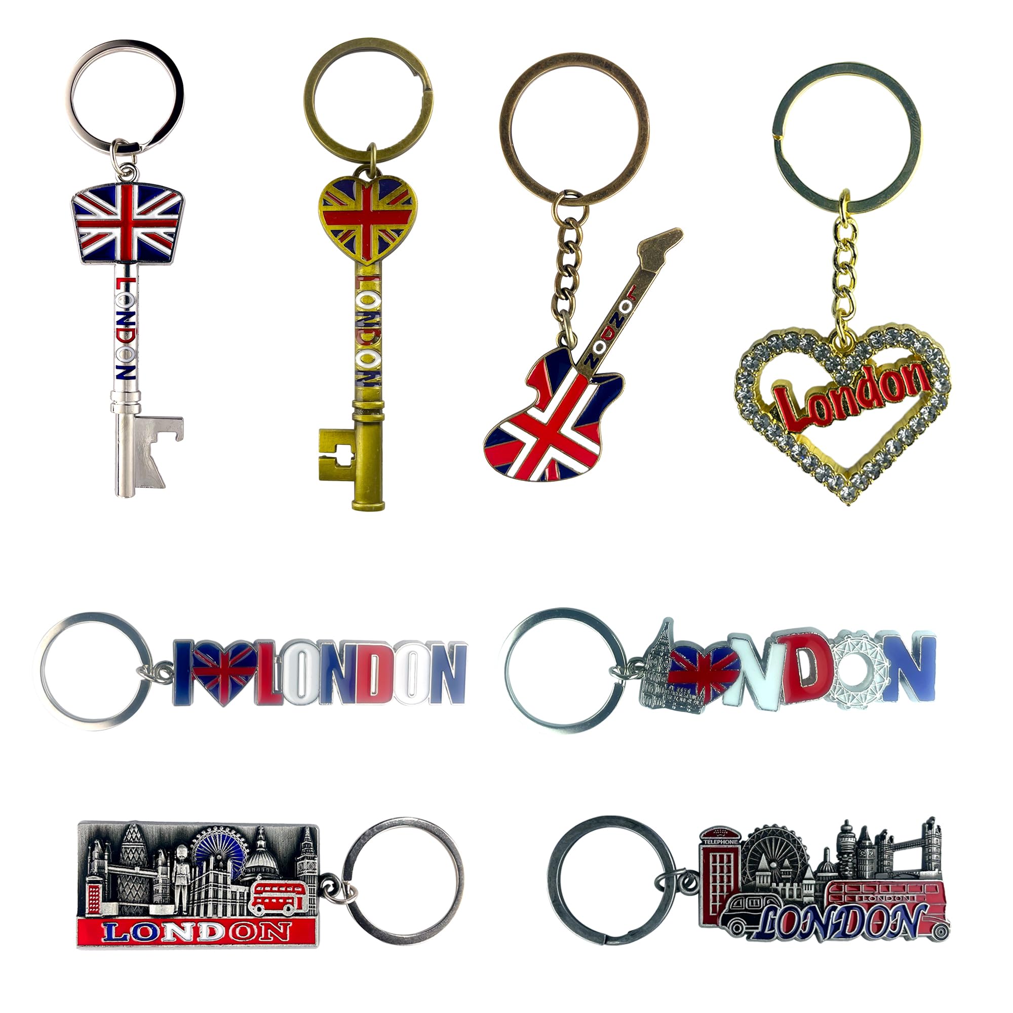 LILAJ Set of 6 London Souvenir Keychains, British Icons - Telephone Booth, Double-Decker Bus, Big Ben, 3D Replicas, Ideal for Keys & Bags, Cute Keyring Ornament, Home Decor Gift