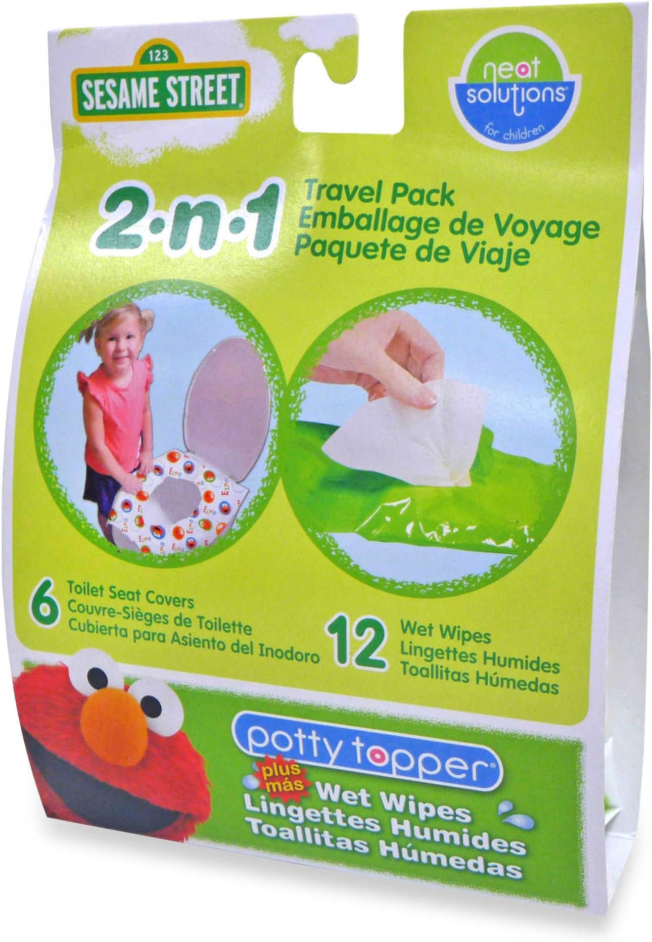 Sesame Street Potty Combo Pack - 6 Count Potty Topper & 12 Count Wipes