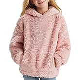 LessonZoo Girls Fuzzy Fleece Pullover Hoodies Loose Sweatshirt with Pockets Outwear Coat Casual Tops
