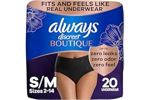 Always Discreet Boutique Incontinence and Postpartum Underwear for Women, Maximum Protection, Small/Medium, Black, 20 Count
