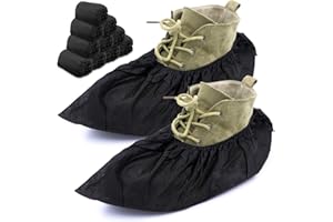 MAGICDESIGN MAGIC DESIGN Professional Shoe Covers - 100 Pack | Sleek Black Disposable Boot and Shoe Booties | One Size Fits Most | Durable | Non Slip - Indoor/Outdoor (Black Color)