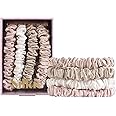 SILKIE x4 Set 100% Pure Mulberry Silk Pink Nude Neutral Skinny Scrunchies Travel Pouch Everyday Hair Ties Elastics Hair Care Ponytail Holder No Damage (Nudes)