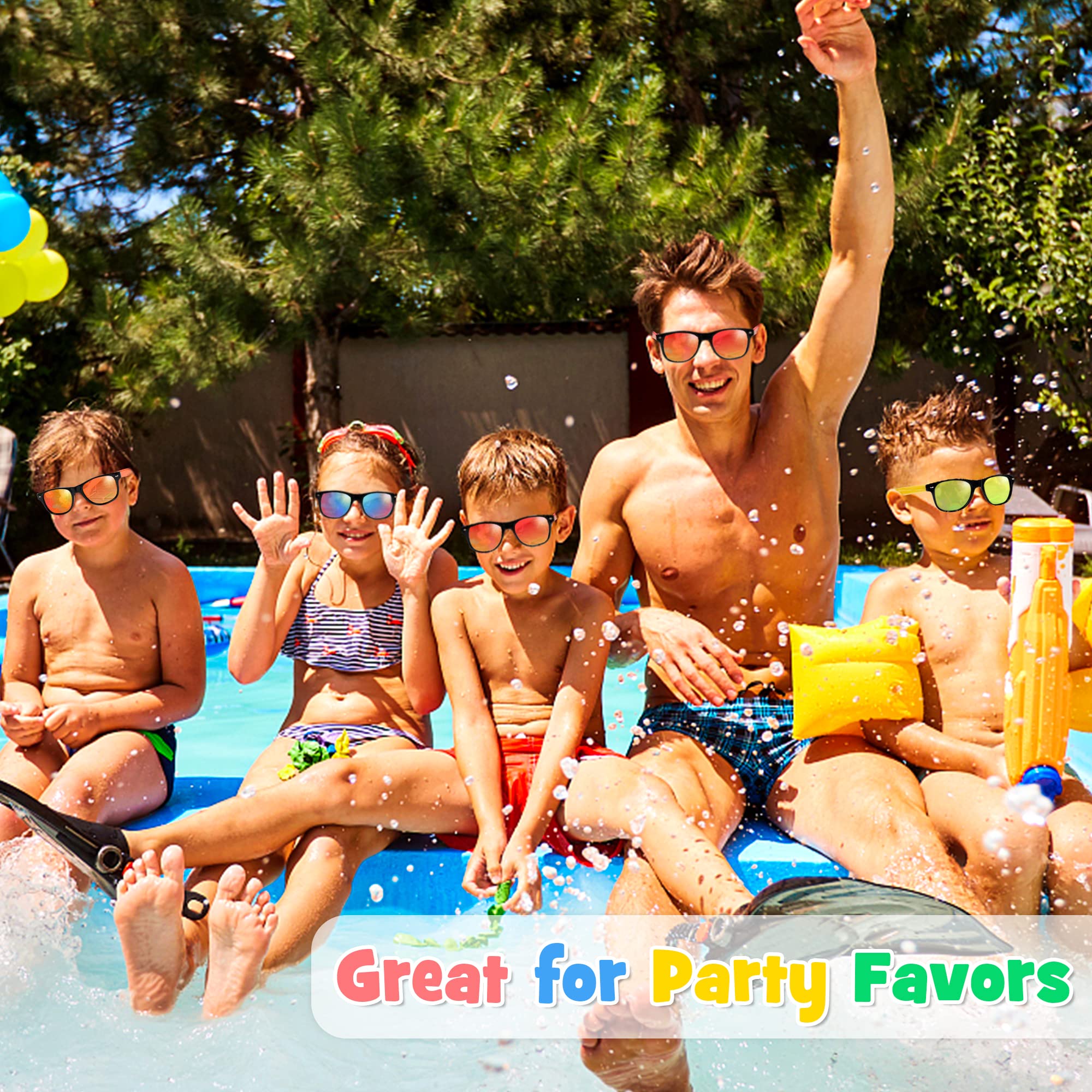 Kids Sunglasses Bulk for Ages 3-5 4-8 8-12 & Adults, 32 Pack Party Favors Neon Sunglasses with UV400 Protection, Great Gift for Birthday Supplies, Beach, Summer Pool Party, Goody Bag for Boys Girls