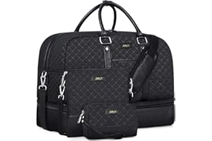 IBFUN Weekender Bags for Women, Large Overnight Bag Canvas Travel Duffel Bag Carry On Tote with Shoe Compartment 21" 3Pcs Set