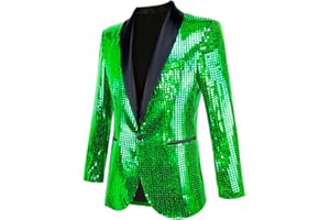Nawgut Sequin Blazer Metallic Suit Disco Prom Shiny Jacket Wedding Party Banquet Fashion Tuxedo for Mens Adult