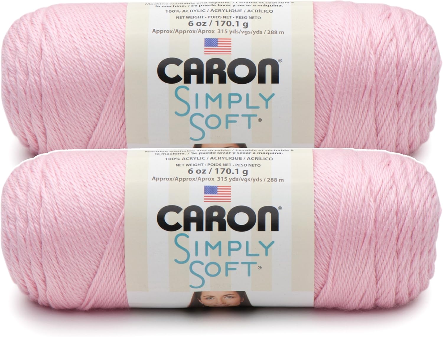 Bulk Buy Caron Simply Soft Yarn Solids (2pack) (Soft Pink)