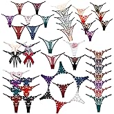 abandi G String Thongs for Women Sexy Assorted Floral Lace Bow-Knot Panties Variety Pack Adjustable T-Backs Tangas