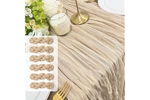 6 Pack Table Runner, BGHEOUYV Nude Cheesecloth Table Runner 35x120 inch, 10ft Table Runner Gauze Rustic Table Runner for Bridal Shower Decorations,Wedding Thanksgiving Christmas Birthday Decor