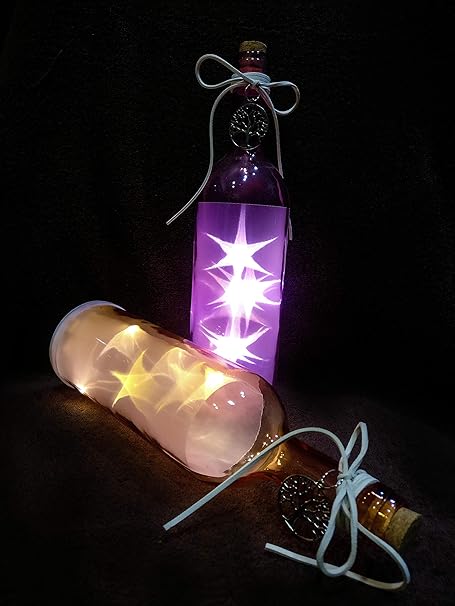 GOYAL Combo of Decorative Bottle Hanging with LED Light (Pink, Peach)