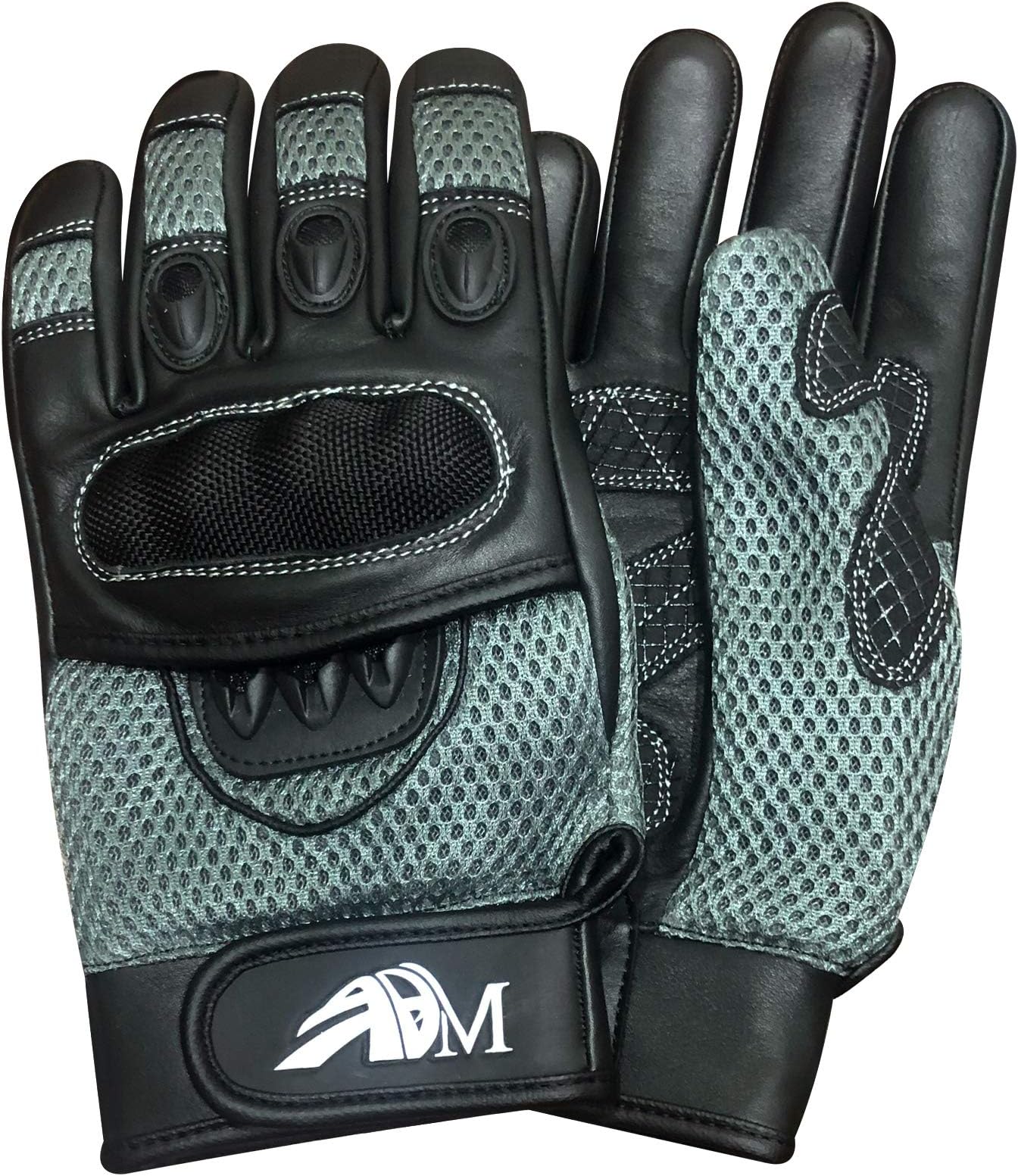 Ultimate Pro-biker Cow Analine Leather Sports Motorcycle Motorbike Full Finger Summer Mountain Bicycle Riding Sports Glove with Knuckle Protection for menโs safety 9001 (Black/Grey, XXL)