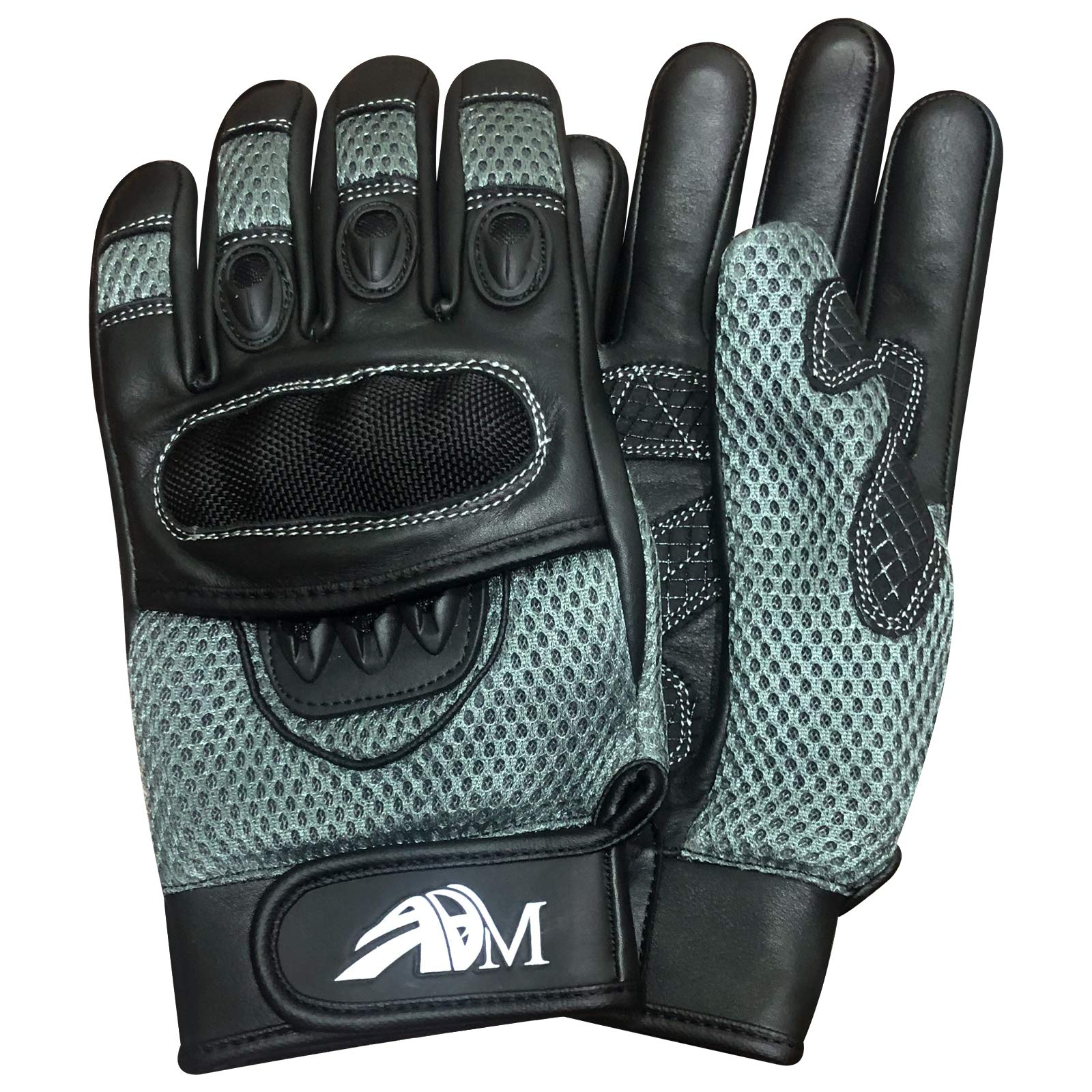 Ultimate Pro-biker Cow Analine Leather Sports Motorcycle Motorbike Full Finger Summer Mountain Bicycle Riding Sports Glove with Knuckle Protection for men’s safety 9001 (Black/Grey, XXL)