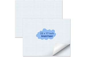 CRAFLAKOW Large Grid Graph Paper Pad, 22 x 17 inches, 0.25" 4x4 Square Grid, Blueprint, High Brightness, 35 Sheets/70Pages, 2 Pack Engineering Graph Paper Pads (4 Squares Per Inch, 35 Sheets Each Pad.)