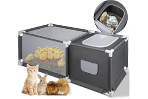 49.6"x19.7"x19.7" Brooder Box for Chicks with Dual Zipper Doors, Oxford Fabric & Mesh Chicken Brooder Box with Two-Zone, Smal