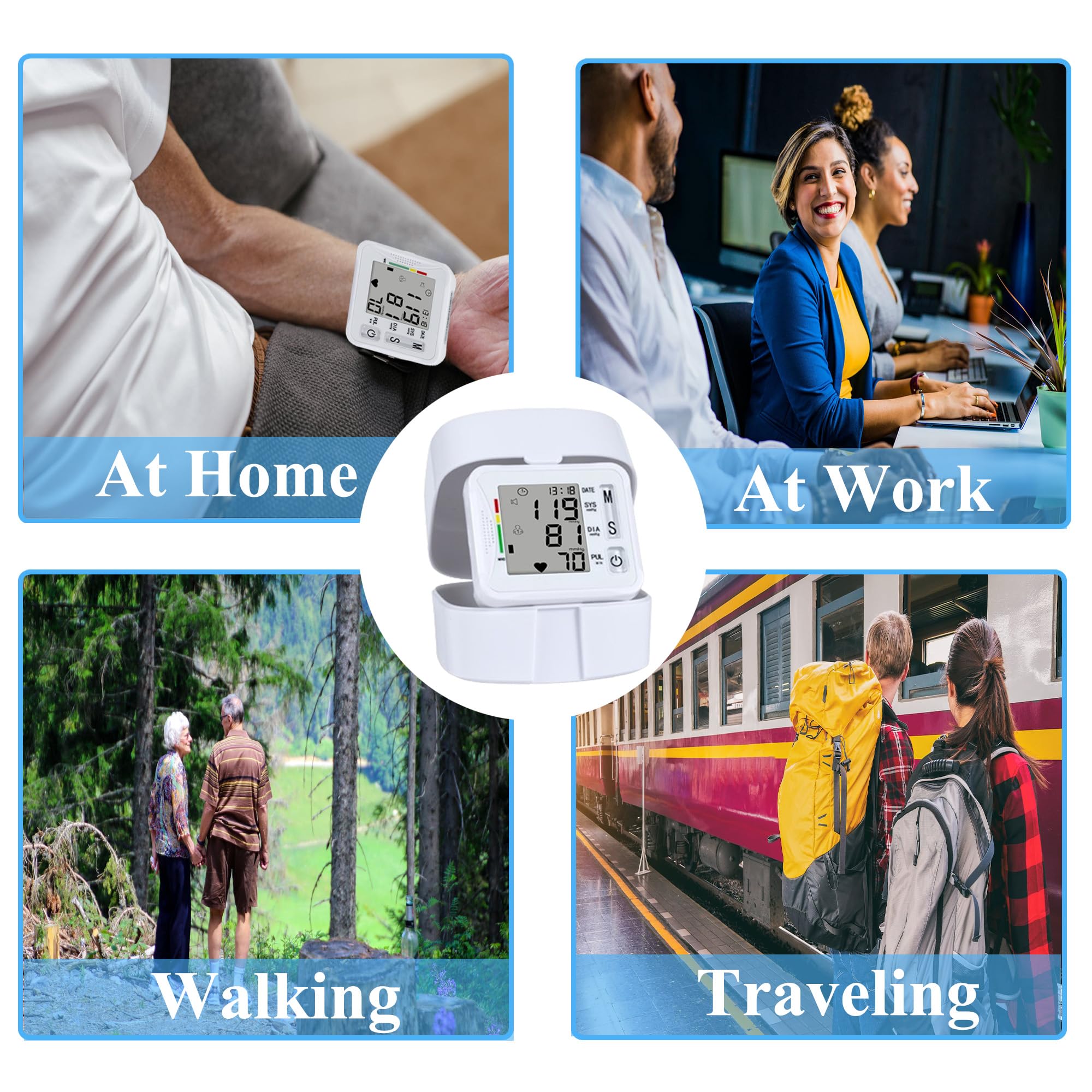 TOPBOMED Electronic Blood Pressure Monitor,Wrist Blood Pressure Monitor 2x99 Reading Memory for Adults Wrist BP Monitor with Carrying Case for Home Use