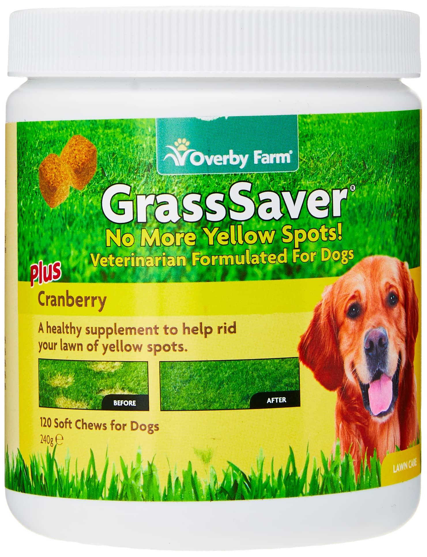 Overby Farm Grass Saver Soft Chews for Dogs, 120-Piece, 240 g