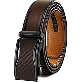 BULLIANT Mens Ratchet Belt,Leather Adjustable Slide Belt For Gift Mens Dress Casual 1 3/8",Size Adjustable
