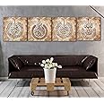 YOBESHO Islamic Wall Art, Islamic Wall Decor, Islamic Canvas Calligraphy, Islamic Gift Al Falaq, Al Nas, Al Ikhlas, Ayatul Kursi, Muslim Gift, Quran Art (4 Pcs,each 19,5x19,5, 4 Surah)