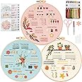 UXORSN 3 Sets Embroidery Kit for Beginners Adults Learn 30 Different Stitches Cross Stitch Starter Kits Including Fabric with