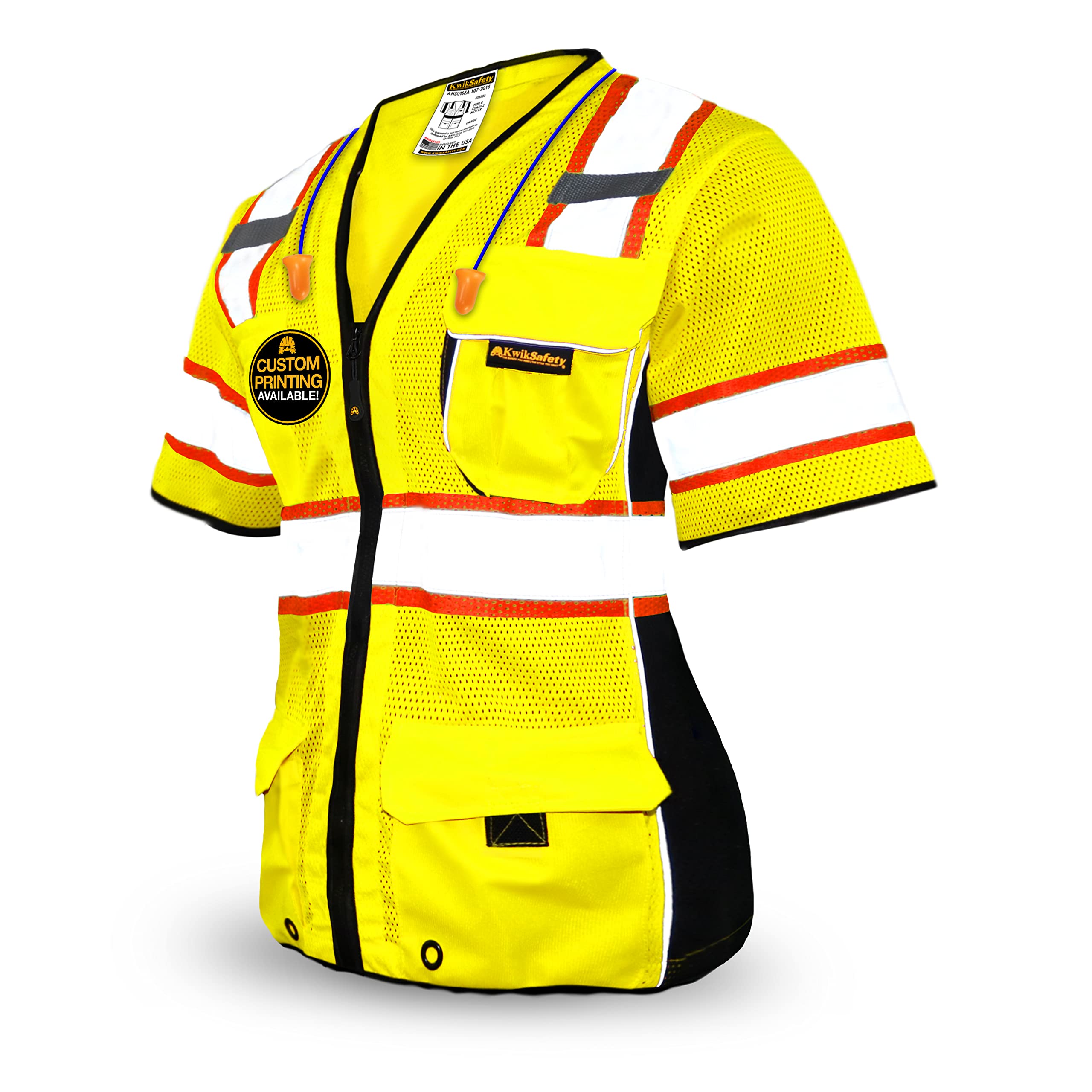 Photo 1 of KwikSafety - Charlotte, NC - DUCHESS Safety Vest for Women [10 POCKETS] Class 3 ANSI Tested OSHA Compliant High Visibility Reflective Mesh Slim Fit Construction Gear/Yellow 2XL