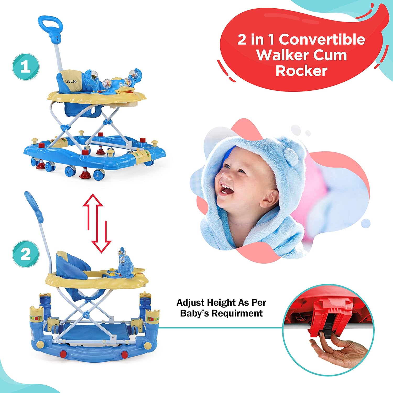 luvlap comfy baby walker with rocker