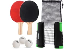 GSE Games & Sports Expert Adjustable Retractable Ping Pong Net Set & Post. Professional Table Tennis Rackets and Balls, Net with Posts and Storage Bag - Pingpong Paddle and Game Table Accessories.