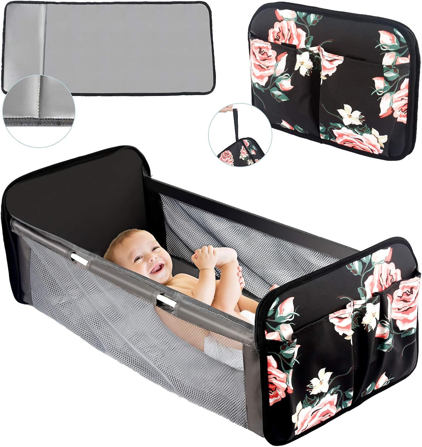 0 9kg Pour Un Week End Ou Des Vacances A La Mer Pendant La Journee Esafio Lit De Voyage Bebe Sac A Langer Sac A Langer Multifonctionnel Bebe Simple Bed 0 6 Mois Qolday Sacs A Dos A