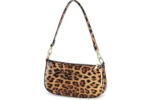 HOXIS Leopard 90s Women Shoulder Bag Glossy Patent Vegan Leather Crossbody Bag Clutch Purse