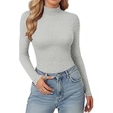 MANGOPOP Women Mock Turtle Neck Long Sleeve Shirts Sparkly Sequin Rhinestone Tops Fall Outfits Fashion Tee Winter Undershirt