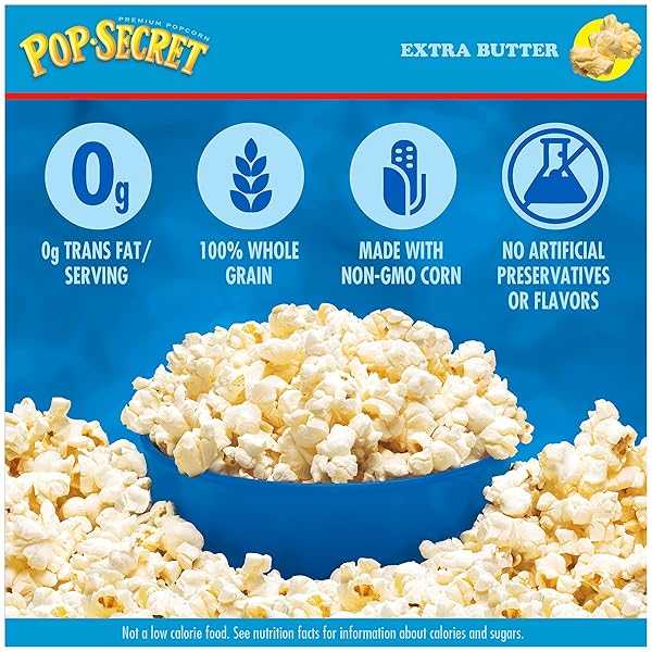 POP SECRET MICROWAVE POPCORN, EXTRA BUTTER FLAVOR, 3.2 OZ SHARING BAGS, 6 CT