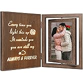 EYITUPC Light Up Couple Picture Frame – Wooden Rotating Glowing Love Photo Frame, Holds 2 4x6 Photos, Anniversary Wedding Gifts for Wife, Husband & Couples
