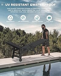 SERWALL Patio Chaise Lounge Chair, 5 Positions