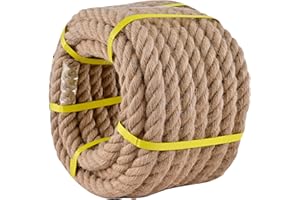 MKMJ Jute Rope 3/4 Inch x 50Ft,Natural Hemp Rope,Thick Rope,Swing Rope,Heavy Duty Rope Available as Tug of War Rope,Nautical Rope,Craft Rope,Lasso Rope and Rope for Hammock,etc.