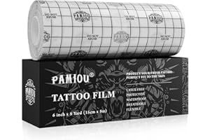 Pamiou Second Skin Tattoo Cover 6 Inch x 8 Yards Tattoo Aftercare Bandage, Waterproof, Transparent, Latex-Free Film for Fresh